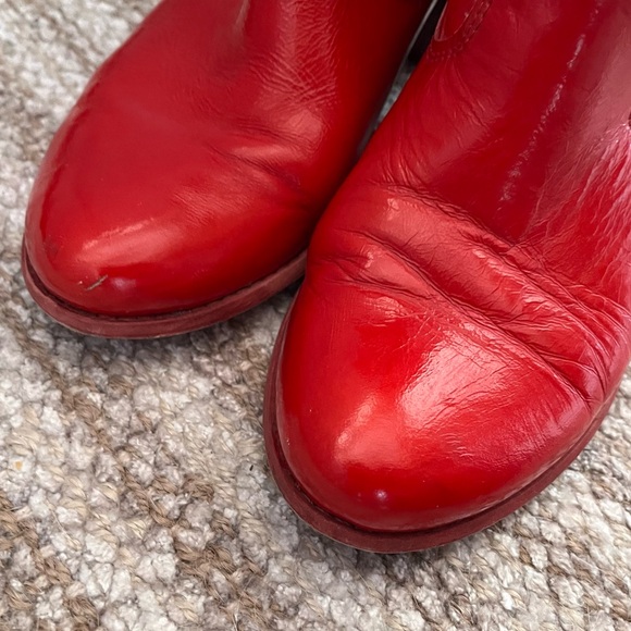 Red Leather Ankle Boots - Picture 6 of 16